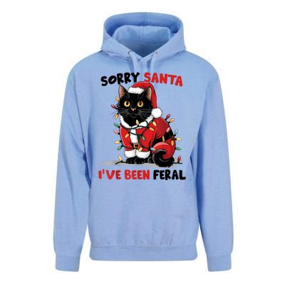 Sorry Santa IVe Been Feral Black Cat Christmas Funny Unisex Surf Hoodie