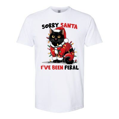 Sorry Santa IVe Been Feral Black Cat Christmas Funny Softstyle CVC T-Shirt