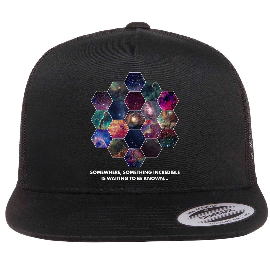 Somewhere Something Incredible Is Waiting To Be Known Flat Bill Trucker Hat
