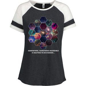 Somewhere Something Incredible Is Waiting To Be Known Enza Ladies Jersey Colorblock Tee