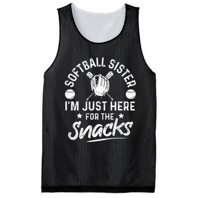 Softball sister I'm Just Here for the snacks retro Softball Mesh Reversible Basketball Jersey Tank