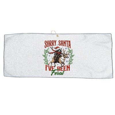 Sorry Santa I’Ve Been Feral Raccoon Large Microfiber Waffle Golf Towel