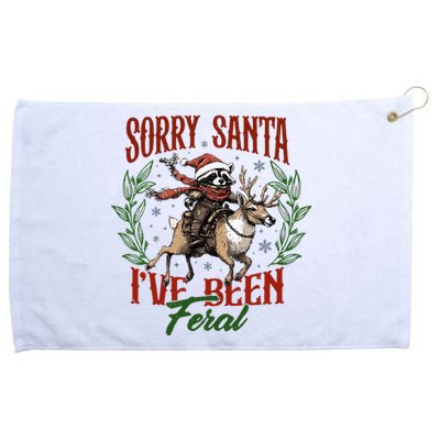 Sorry Santa I’Ve Been Feral Raccoon Grommeted Golf Towel