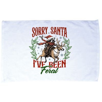 Sorry Santa I’Ve Been Feral Raccoon Microfiber Hand Towel