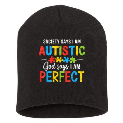 Society Says I'm Autistic Autism Awareness Month Christian Short Acrylic Beanie