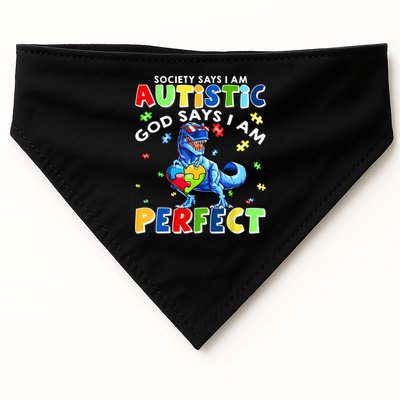 Society Says I'm Autistic God Says I'm Perfect Autism Funny USA-Made Doggie Bandana