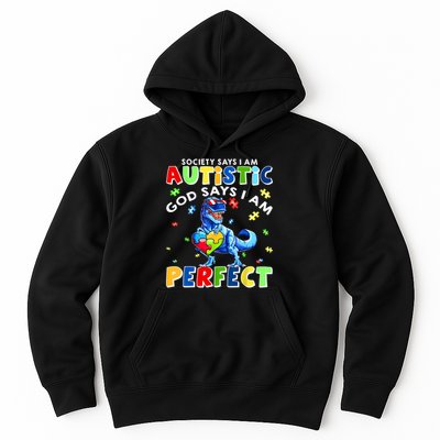 Society Says I'm Autistic God Says I'm Perfect Autism Funny Hoodie