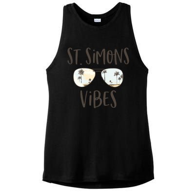 St Simons Island Georgia Beach Vibes Ocean Sunset Sunglasses Meaningful Gift Ladies PosiCharge Tri-Blend Wicking Tank