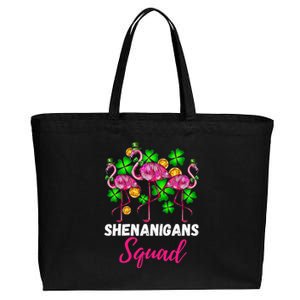 Shenanigan Squad Irish Flamingo St Patricks Day Bird Animal Cotton Canvas Jumbo Tote