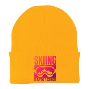 Skier Skiing Is Always A Good Idea Ski Cool Gift Knit Cap Winter Beanie