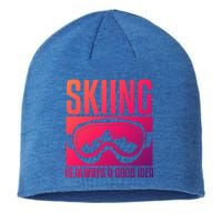 Skier Skiing Is Always A Good Idea Ski Cool Gift Sustainable Beanie