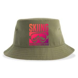 Skier Skiing Is Always A Good Idea Ski Cool Gift Sustainable Bucket Hat