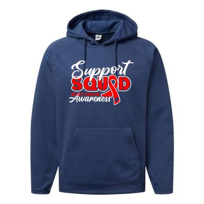 Support Squad I Coronary Bypass Surgery Open Heart Disease Gift Performance Fleece Hoodie