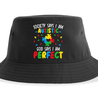 Society Says I Am Autistic God Says I Am Perfect Autism Sustainable Bucket Hat