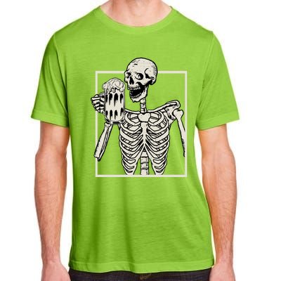 Skeleton Smiling Ing Beer Halloween Gift Adult ChromaSoft Performance T-Shirt