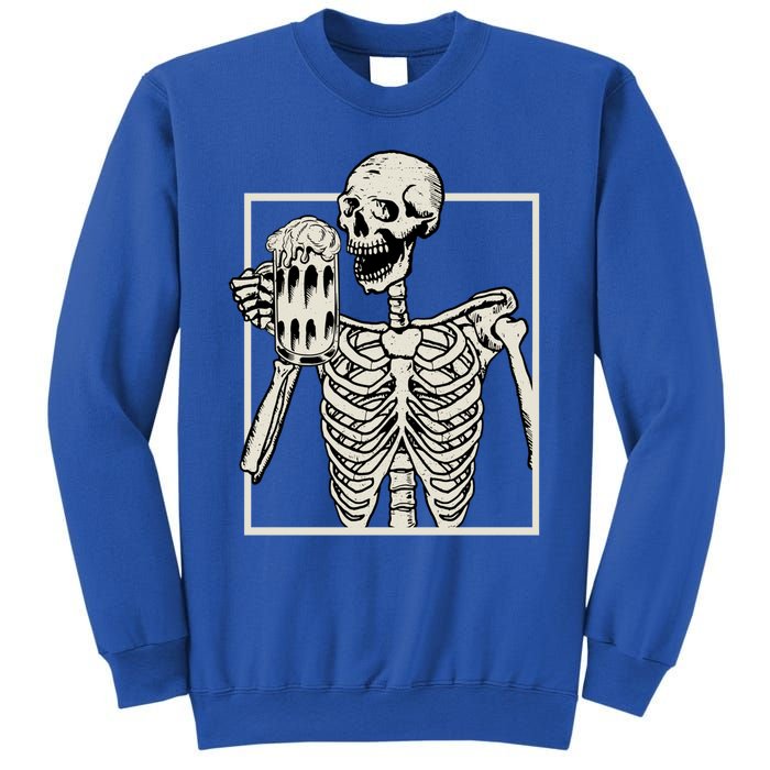 Skeleton Smiling Ing Beer Halloween Gift Sweatshirt