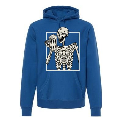 Skeleton Smiling Ing Beer Halloween Gift Premium Hoodie