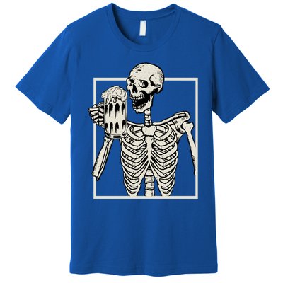 Skeleton Smiling Ing Beer Halloween Gift Premium T-Shirt