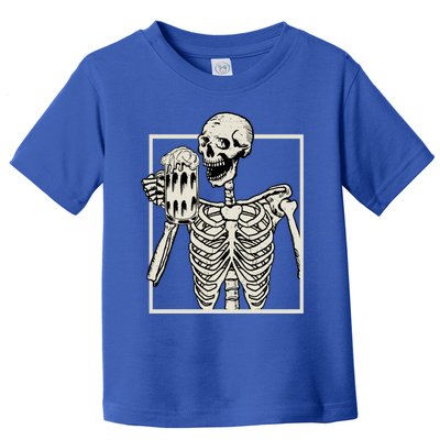 Skeleton Smiling Ing Beer Halloween Gift Toddler T-Shirt