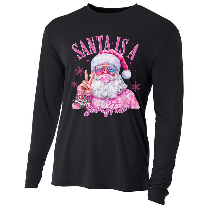 Sunglasses Santa Is A Swifty Santa Christmas Gum Cooling Performance Long Sleeve Crew