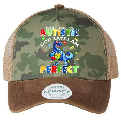Society Says I'm Autistic God Says I'm Perfect Autism Funny Legacy Tie Dye Trucker Hat