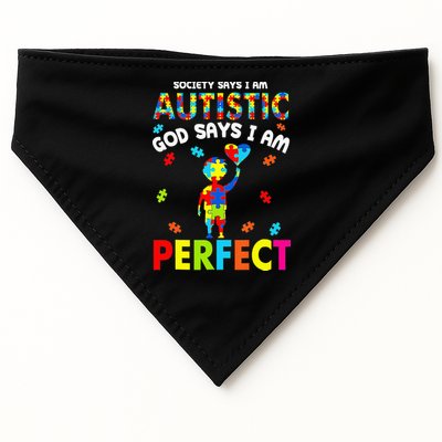 Society Says I'm Autistic God Says I'm Perfect Autism Gifts USA-Made Doggie Bandana