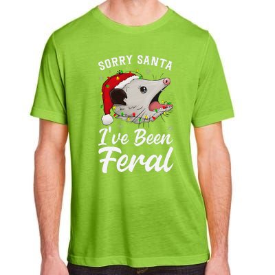 Sorry Santa IVe Been Feral Funny Feral Opossum Christmas Adult ChromaSoft Performance T-Shirt