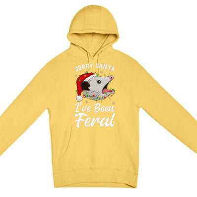 Sorry Santa IVe Been Feral Funny Feral Opossum Christmas Premium Pullover Hoodie