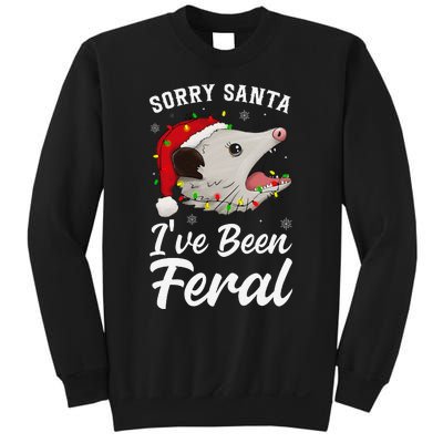 Sorry Santa IVe Been Feral Funny Feral Opossum Christmas Sweatshirt