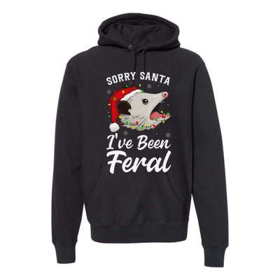 Sorry Santa IVe Been Feral Funny Feral Opossum Christmas Premium Hoodie