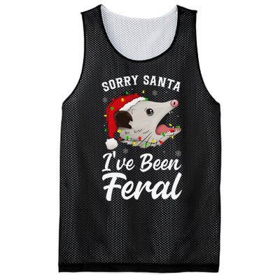 Sorry Santa IVe Been Feral Funny Feral Opossum Christmas Mesh Reversible Basketball Jersey Tank