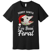 Sorry Santa IVe Been Feral Funny Feral Opossum Christmas Premium T-Shirt