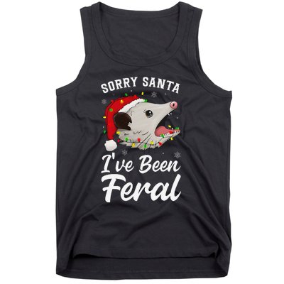 Sorry Santa IVe Been Feral Funny Feral Opossum Christmas Tank Top