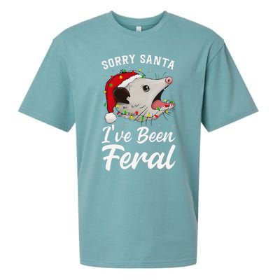 Sorry Santa IVe Been Feral Funny Feral Opossum Christmas Sueded Cloud Jersey T-Shirt