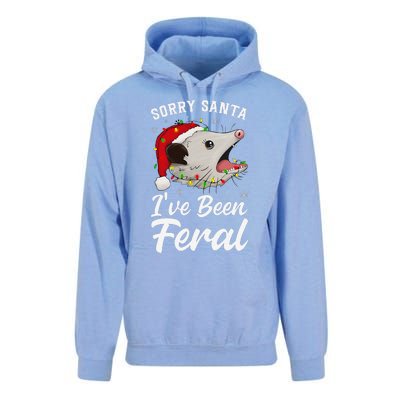 Sorry Santa IVe Been Feral Funny Feral Opossum Christmas Unisex Surf Hoodie