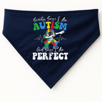 Society Says I Am Autistic God Says I Am Perfect Autism USA-Made Doggie Bandana