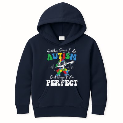 Society Says I Am Autistic God Says I Am Perfect Autism Kids Hoodie