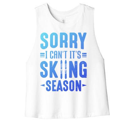 Skiier Sorry I Cant It Is Skiing Season Winter Ski Gift Women's Racerback Cropped Tank