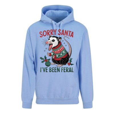 Sorry Santa IVe Been Feral Funny Feral Opossum Christmas Unisex Surf Hoodie