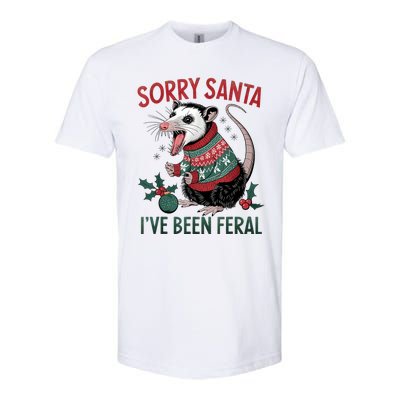 Sorry Santa IVe Been Feral Funny Feral Opossum Christmas Softstyle CVC T-Shirt