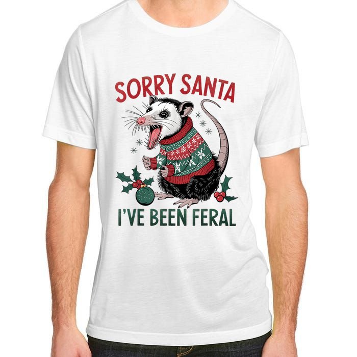 Sorry Santa IVe Been Feral Funny Feral Opossum Christmas Adult ChromaSoft Performance T-Shirt