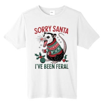 Sorry Santa IVe Been Feral Funny Feral Opossum Christmas Tall Fusion ChromaSoft Performance T-Shirt