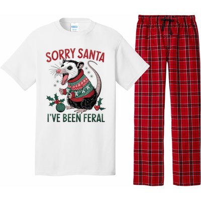 Sorry Santa IVe Been Feral Funny Feral Opossum Christmas Pajama Set