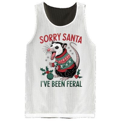 Sorry Santa IVe Been Feral Funny Feral Opossum Christmas Mesh Reversible Basketball Jersey Tank