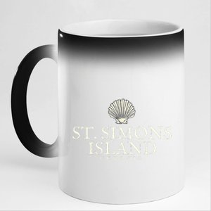 St. Simons Island  Georgia Ocean Island Beach 11oz Black Color Changing Mug