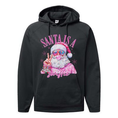 Sunglasses Santa Is A Swifty Santa Christmas Performance Fleece Hoodie