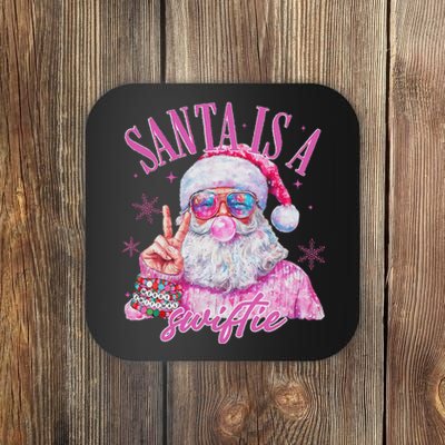 Sunglasses Santa Is A Swifty Santa Christmas Coaster