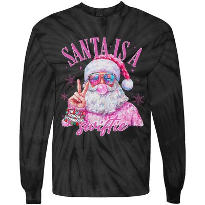 Sunglasses Santa Is A Swifty Santa Christmas Tie-Dye Long Sleeve Shirt