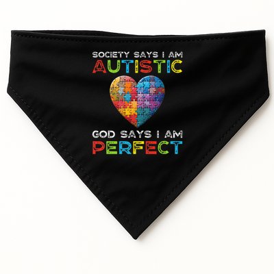 Society Says Im Autistic God Says Im Perfect Autism USA-Made Doggie Bandana