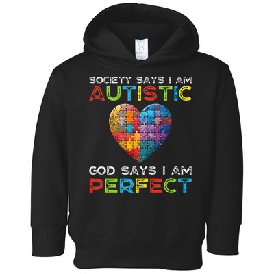 Society Says Im Autistic God Says Im Perfect Autism Toddler Hoodie